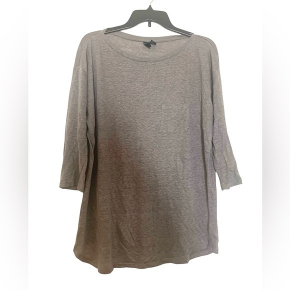 Cynthia Rowley Linen Top Shirt Sweater Classic Casual Basic Grey Large
